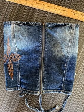 Princess Polly Denim Lace Up Corset Top Camisole Size 4